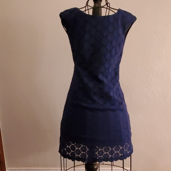 connected apparel Dresses & Skirts - Connected Navy Blue Lace Dress 6